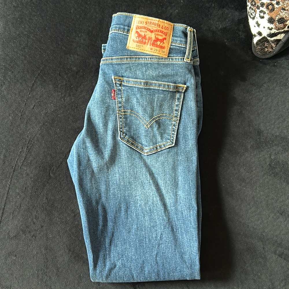 Young Men’s Levi Strauss & Co 511 blue denim jeans.